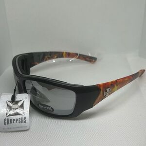 Choppers Padded Flame Mirrored Lens Sunglasses